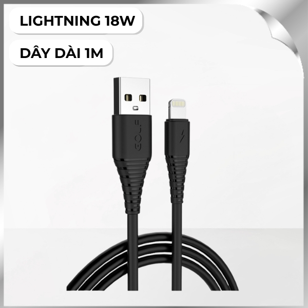 Cáp sạc nhanh và truyền dữ liệu 18W 1m Golf GC-64I - Đen