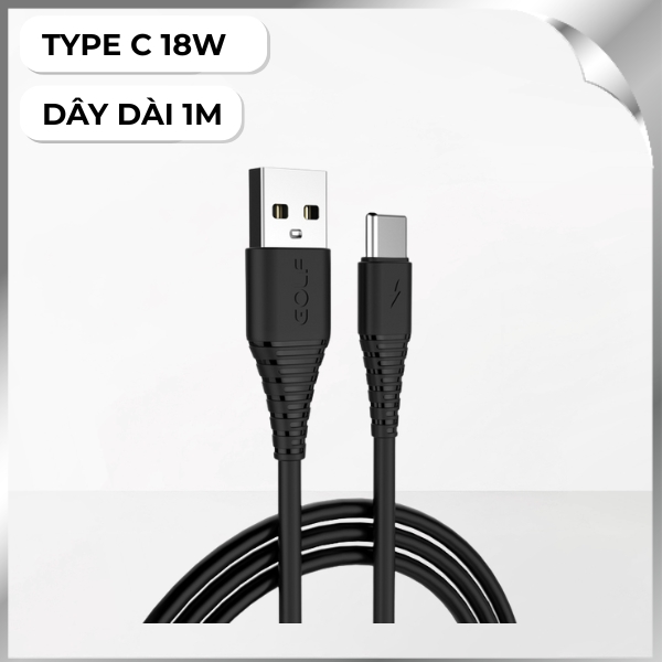 Cáp sạc nhanh và truyền dữ liệu 1m Golf GC-64T - Đen