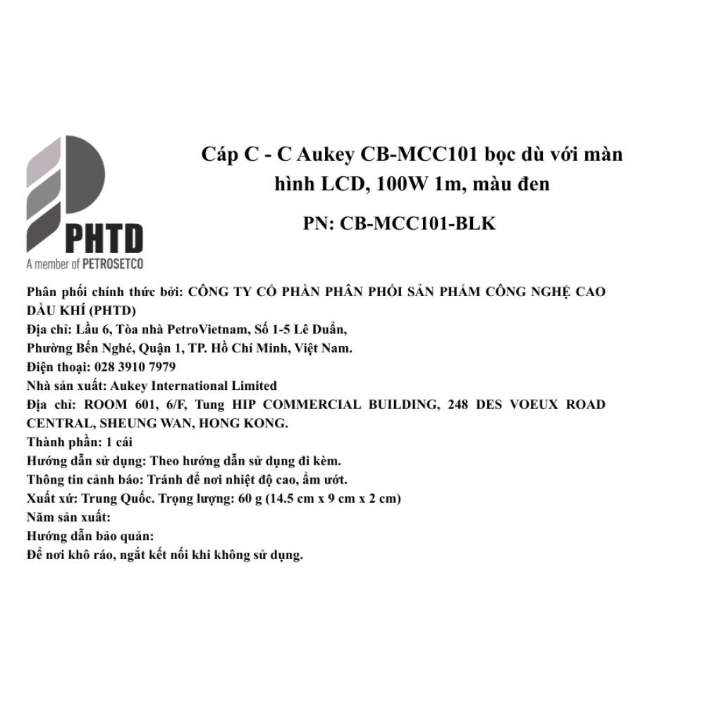 Cáp sạc nhanh và truyền dữ liệu Type-C - Type-C 100W 1m Aukey CB-MCC101 - 7