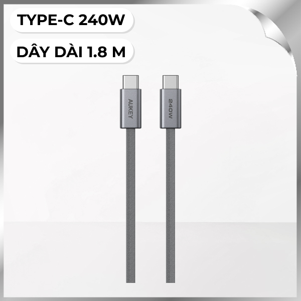 Cáp sạc nhanh và truyền dữ liệu 1.8m Aukey CB-DCC242 - Xám