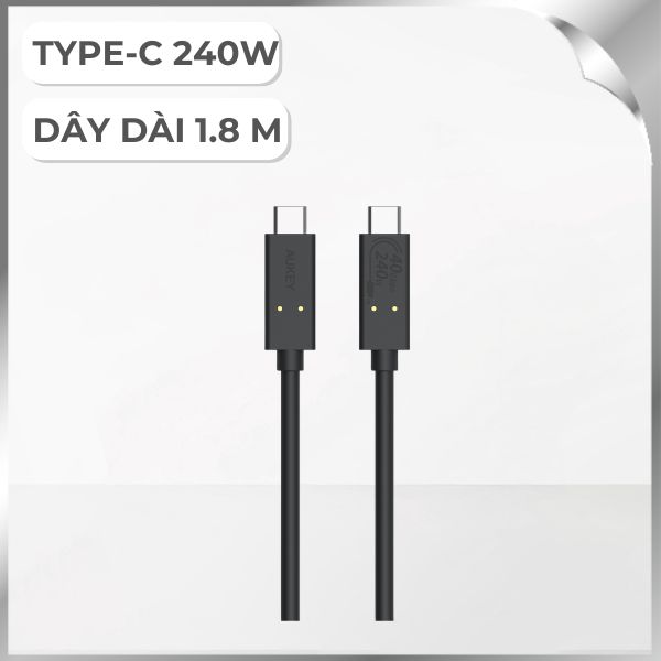 Cáp sạc nhanh và truyền dữ liệu Type-C - Type-C 240W 1.8m Aukey CB-TCC241-BLK