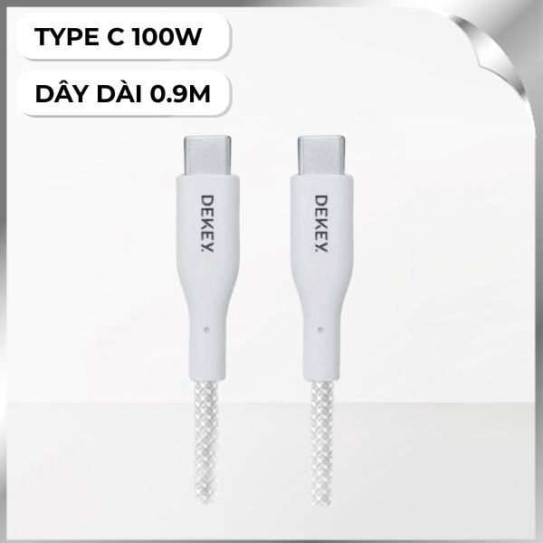 Cáp sạc nhanh và truyền dữ liệu 0.9m Dekey Power Pioneer C2588 - Trắng