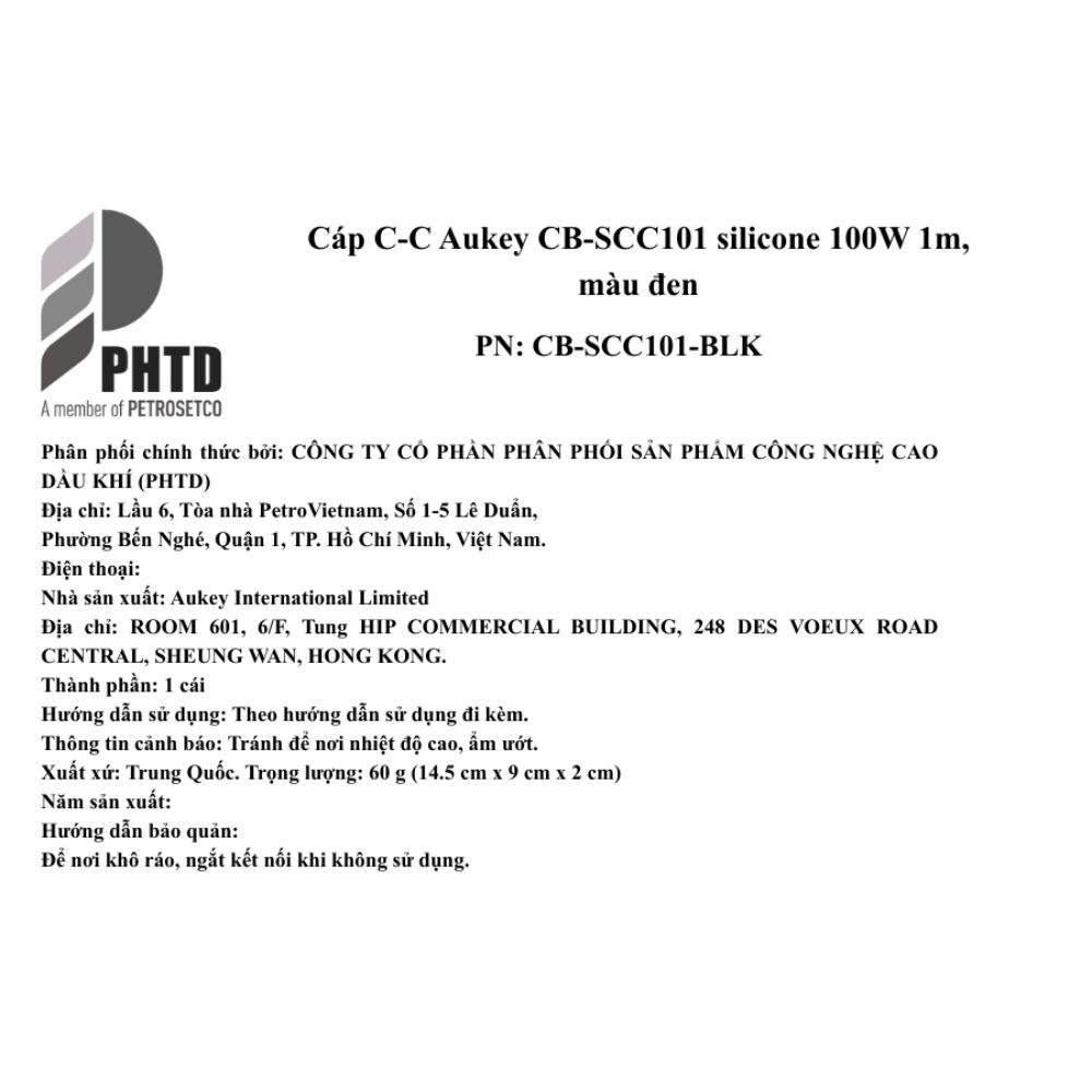 Cáp sạc nhanh và truyền dữ liệu Type-C - Type-C 100W 1m Aukey CB-SCC101 - Đen - 7