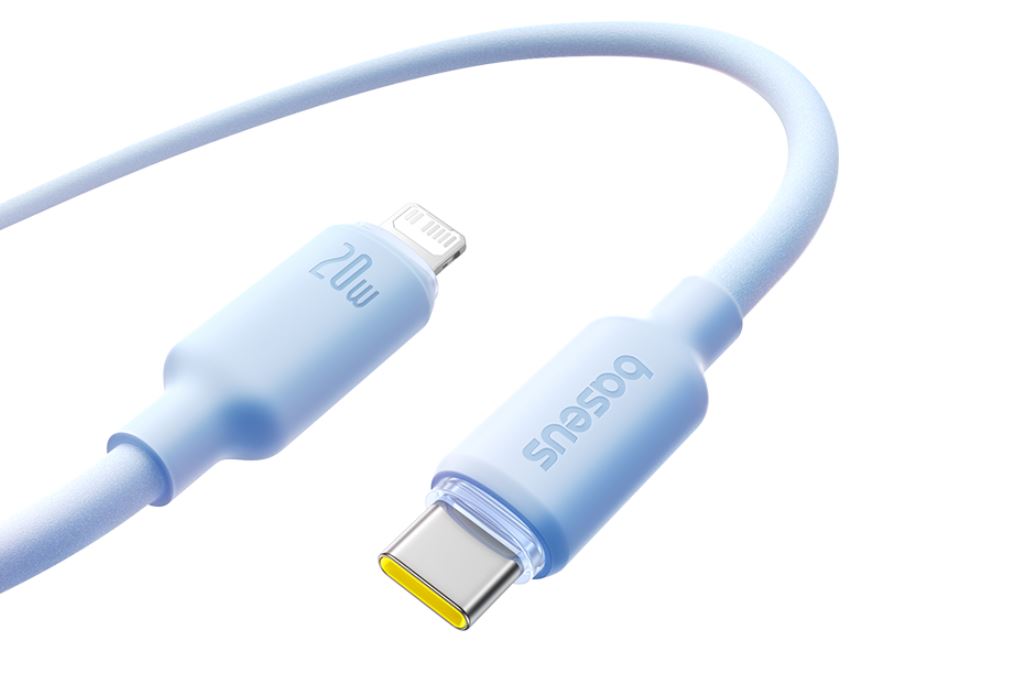 Cáp sạc nhanh Type-C - Lightning 20W 1m Baseus Foamed Silicon CB000175 Màu Xanh da trời nhạt
