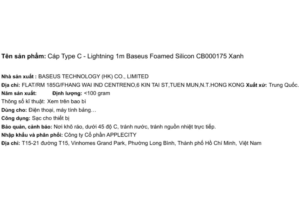 Cáp sạc nhanh Type-C - Lightning 20W 1m Baseus Foamed Silicon CB000175 Màu Xanh da trời nhạt