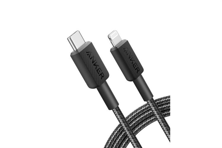 Cáp sạc nhanh Type C - Lightning MFI 20W 1.8m Anker 322 A81B6 Màu Đen