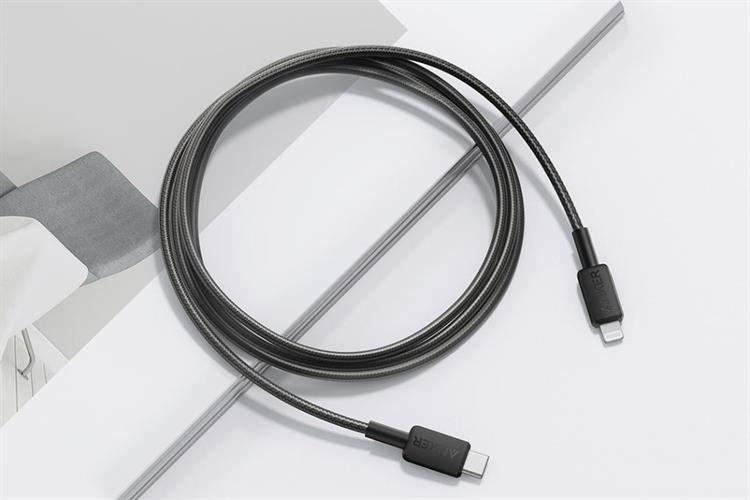 Cáp sạc nhanh Type C - Lightning MFI 20W 1.8m Anker 322 A81B6 Màu Đen