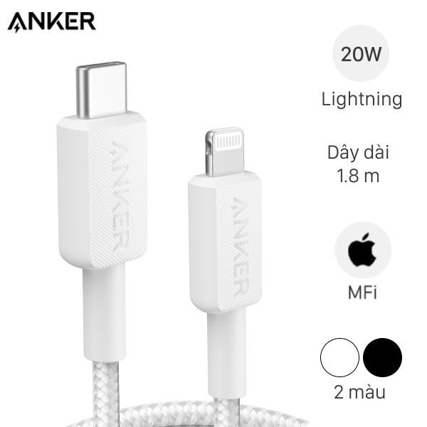 Cáp sạc nhanh Type C - Lightning MFI 1.8m Anker 322 A81B6