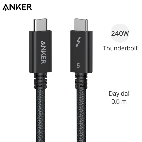 Cáp sạc nhanh Type C - Type C Thunderbolt 5 0.5m Anker Prime A84N1