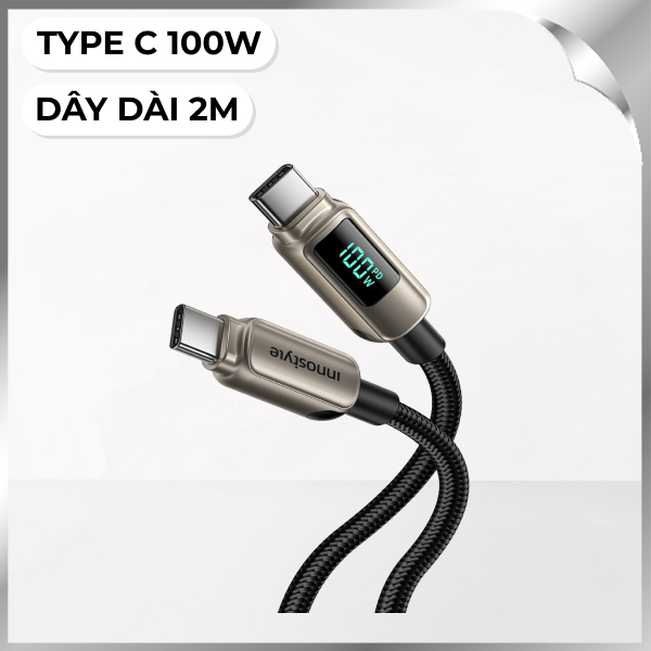 Cáp sạc nhanh và truyền dữ liệu Type-C - Type-C 100W 2m Innostyle DP-CC1001TG