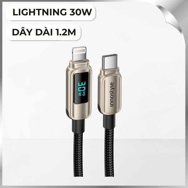 Cáp sạc nhanh và truyền dữ liệu Type-C - Lightning 30W 1.2m Innostyle DP-CL301TG