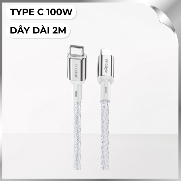 Cáp sạc nhanh và truyền dữ liệu Type-C - Type-C 100W 2m Innostyle ICC200ALSLV