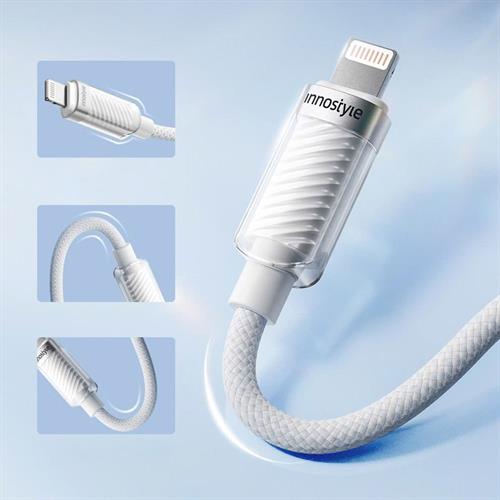 Cáp sạc nhanh và truyền dữ liệu Type-C - Lightning 27W 1.5m Innostyle SCL150WHT Màu Trắng