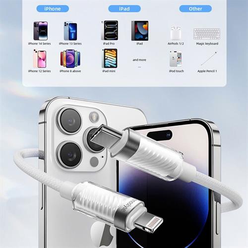 Cáp sạc nhanh và truyền dữ liệu Type-C - Lightning 27W 1.5m Innostyle SCL150WHT Màu Trắng