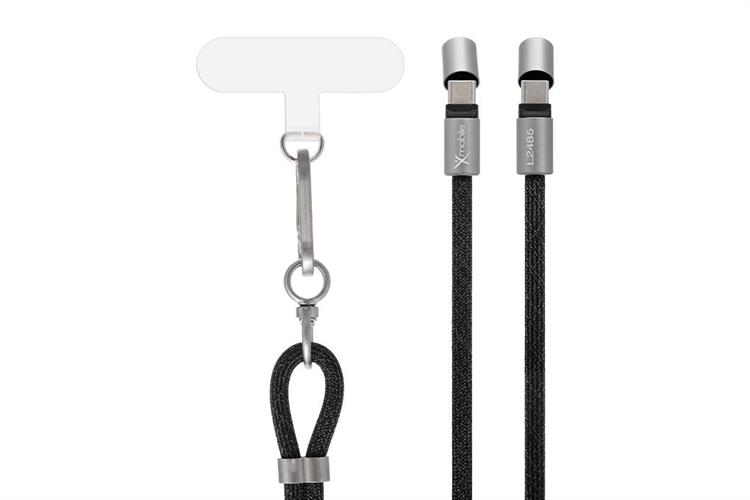 Cáp sạc nhanh đeo chéo Type C - Type C 1.6m Xmobile Lanyard L2485 Màu Xanh Navy