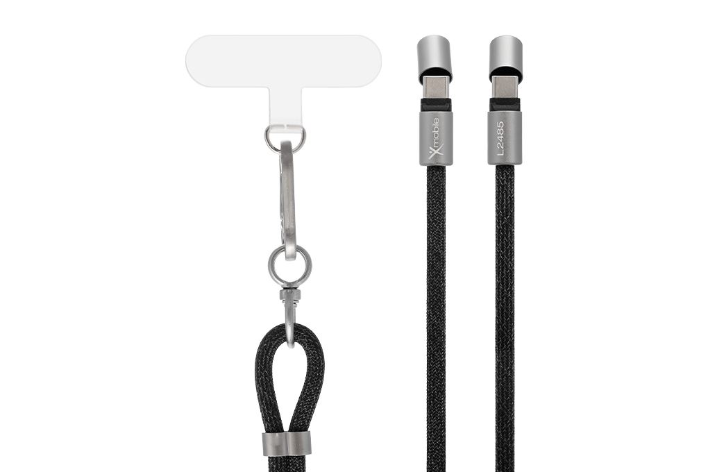 Cáp sạc nhanh đeo chéo Type C - Type C 1.6m Xmobile Lanyard L2485 Màu Xanh Navy