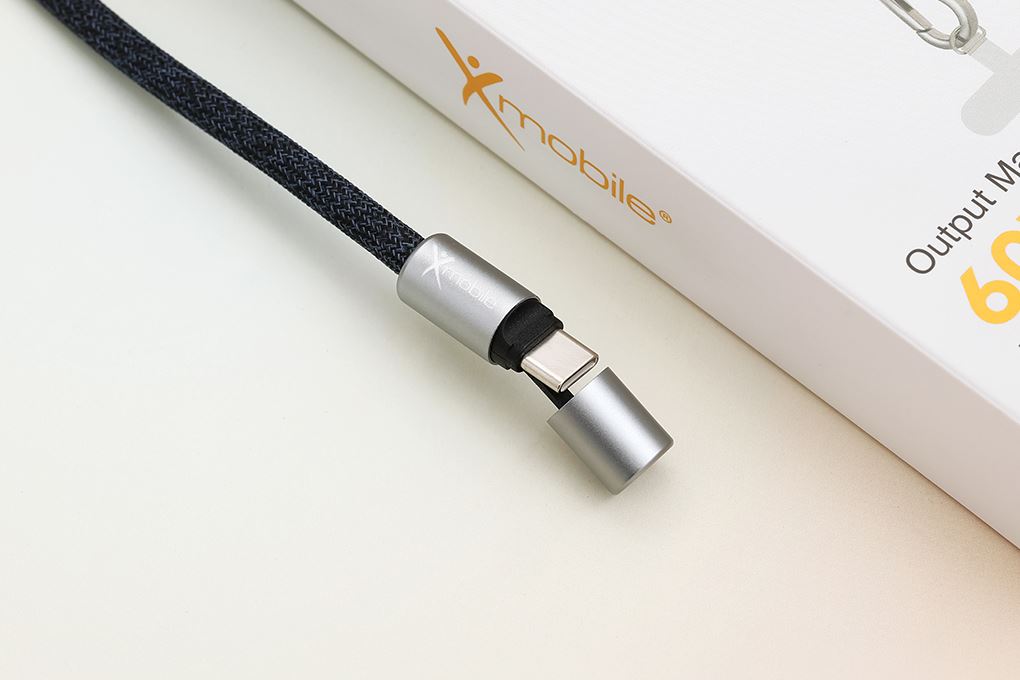Cáp sạc nhanh đeo chéo Type C - Type C 1.6m Xmobile Lanyard L2485 Màu Xanh Navy