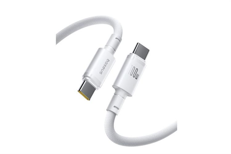 Cáp sạc nhanh Type-C - Type-C 100W 1m Baseus New Braided CB000217 Màu Trắng