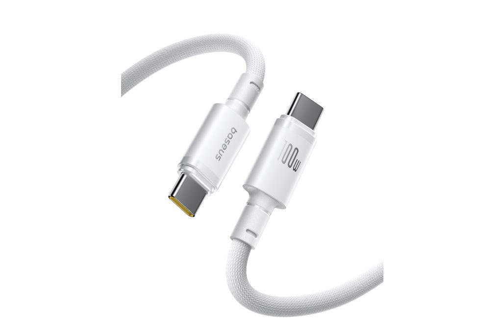 Cáp sạc nhanh Type-C - Type-C 100W 1m Baseus New Braided CB000217 Màu Trắng