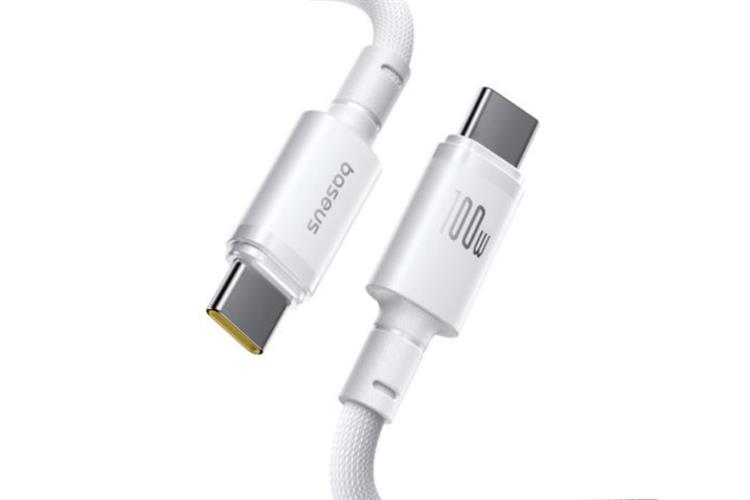 Cáp sạc nhanh Type-C - Type-C 100W 1m Baseus New Braided CB000217 Màu Trắng