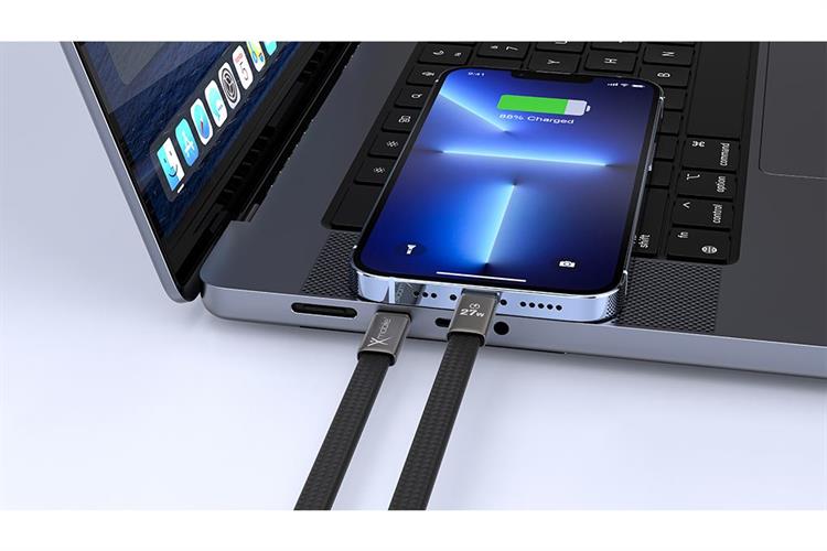 Cáp sạc nhanh Type C - Lightning 27W 1m Xmobile Flat RH-1211 Màu Đen