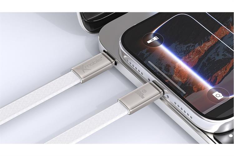 Cáp sạc nhanh Type C - Type C 100W 1m Xmobile Flat RH-1211 Màu Xám