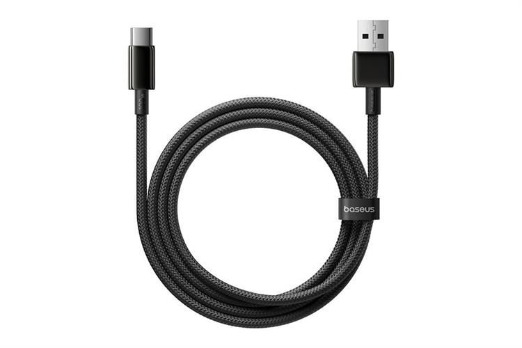 Cáp sạc và truyền dữ liệu USB-A - Type-C 15W 2m Baseus Tungsten Gold Air E04289 Màu Đen