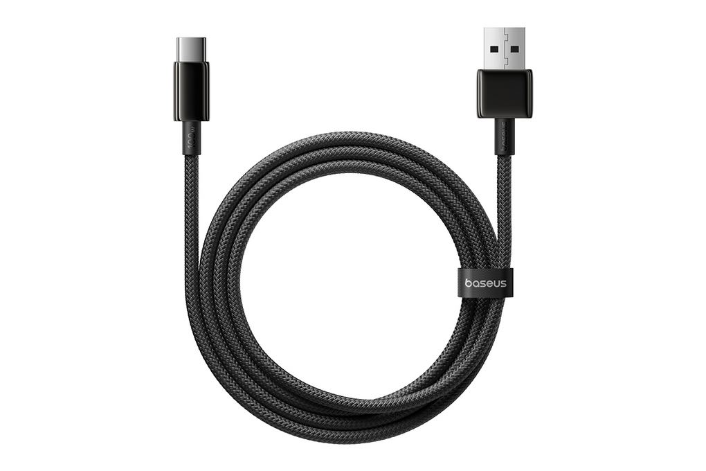 Cáp sạc và truyền dữ liệu USB-A - Type-C 15W 2m Baseus Tungsten Gold Air E04289 Màu Đen