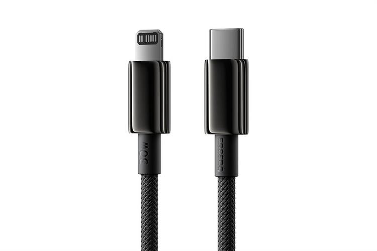 Cáp sạc nhanh và truyền dữ liệu Type-C - Lightning 30W 1.2m Baseus Tungsten Gold Air E04292 Màu Đen