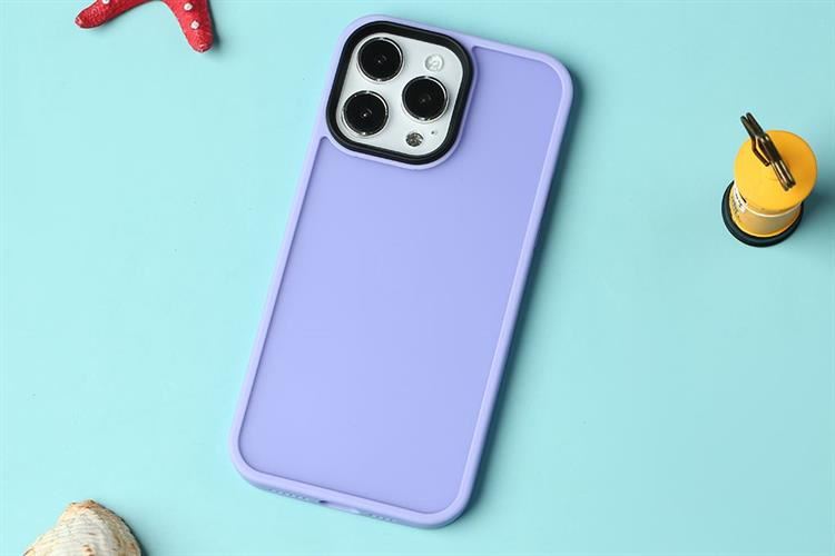 Ốp lưng iPhone 14 Pro Max Nhựa cứng viền dẻo Metal COSANO Màu Tím