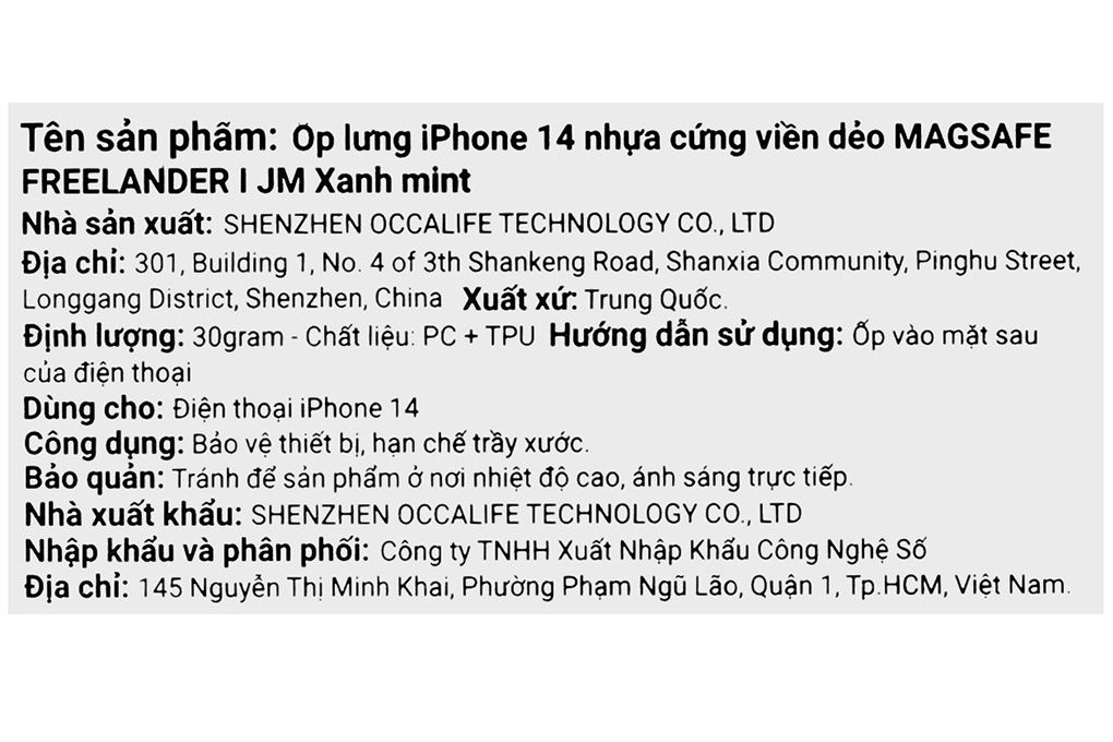 Ốp lưng MagSafe iPhone 14 Nhựa cứng viền dẻo FREELANDER I JM Màu Xanh mint