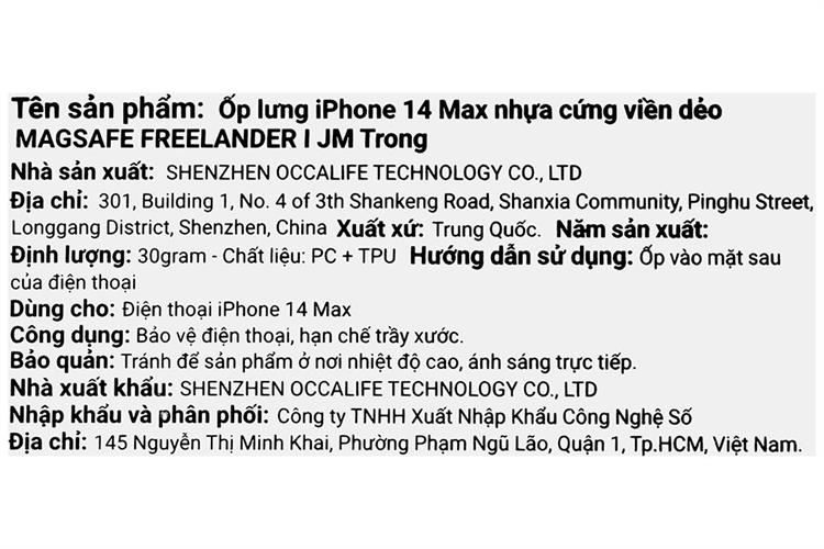 Ốp lưng MagSafe iPhone 14 Plus Nhựa cứng viền dẻo FREELANDER I JM Màu Trắng