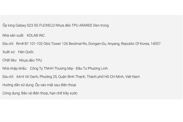 Ốp lưng Galaxy S23 Nhựa dẻo ARAREE FLEXIELD Màu Đen