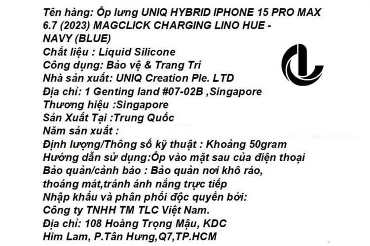 Ốp lưng MagSafe iPhone 15 Pro Max Silicone UNIQ HYBRID MAGCLICK CHARGING LINO HUE Liquid Màu Xanh dương đậm