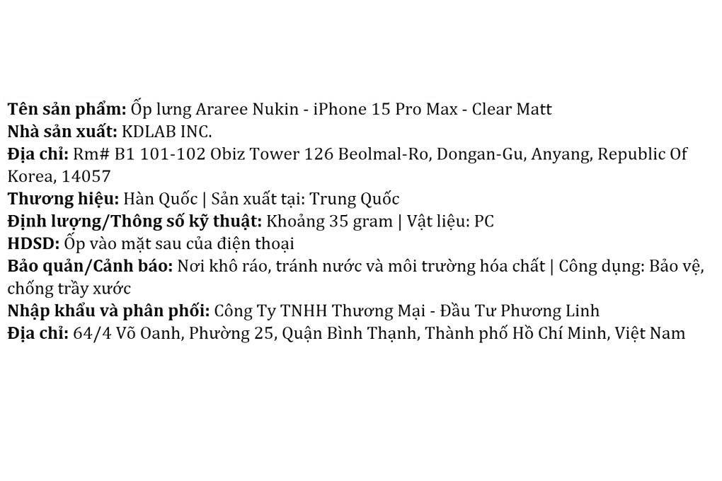 Ốp lưng iPhone 15 Pro Max Nhựa cứng PC Araree NUKIN Màu Trắng Tuyết