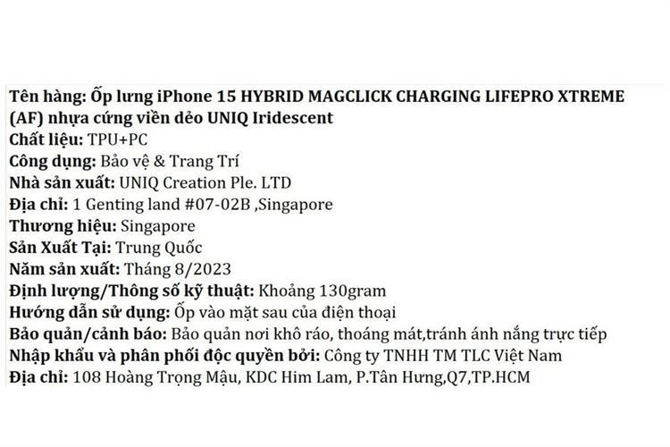 Ốp lưng MagSafe iPhone 15 Nhựa cứng viền dẻo UNIQ HYBRID MAGCLICK CHARGING LIFEPRO XTREME (AF) Màu Màu kết hợp