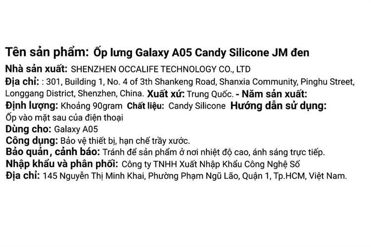 Ốp lưng Galaxy A05 Silicone JM Candy Màu Đen