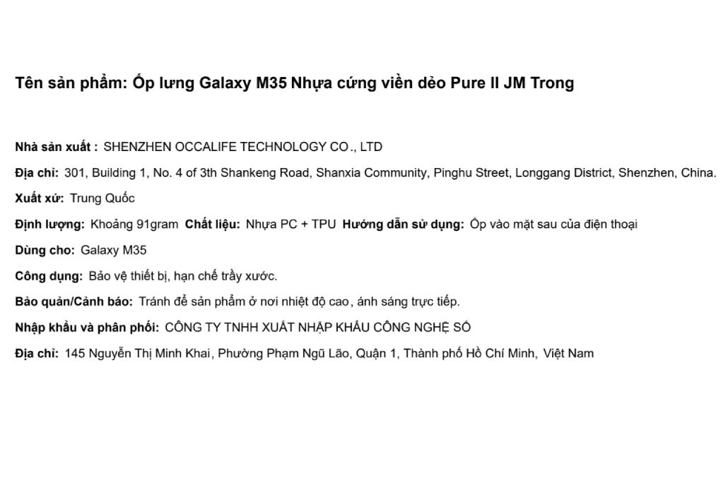Ốp lưng Galaxy M35 Nhựa cứng viền dẻo Pure II JM Màu Trắng