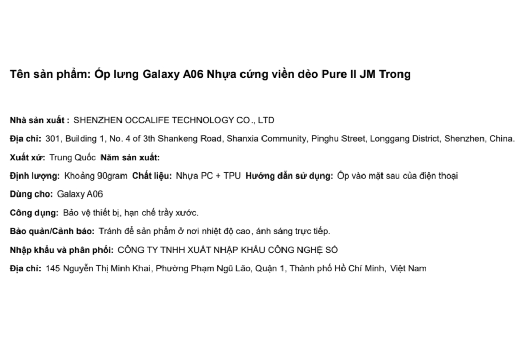 Ốp lưng Galaxy A06 Nhựa cứng viền dẻo Pure II JM Màu Trắng