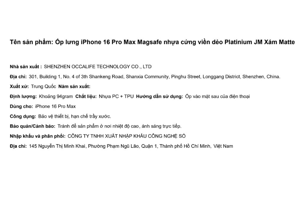 Ốp lưng MagSafe iPhone 16 Pro Max nhựa cứng viền dẻo Platinium JM - 4