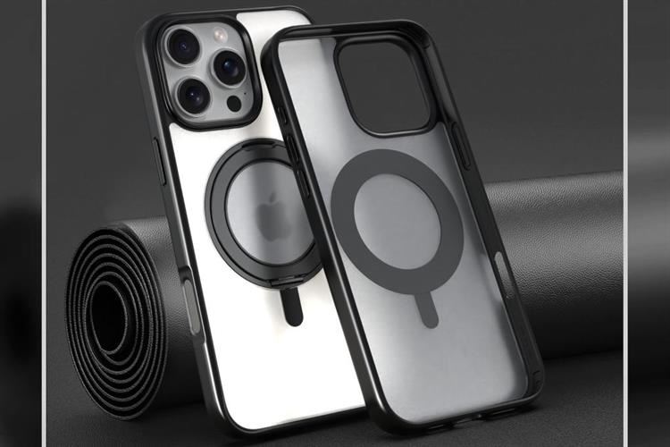 Ốp lưng MagSafe iPhone 16 Pro Max Nhựa cứng viền dẻo KL5320 Jincase 360 Rotating Màu Đen