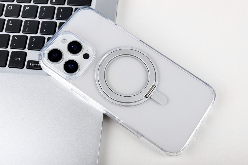 Ốp lưng MagSafe iPhone 16 Pro Nhựa cứng viền dẻo KL6501 Jincase 360 Rotating Màu Trắng