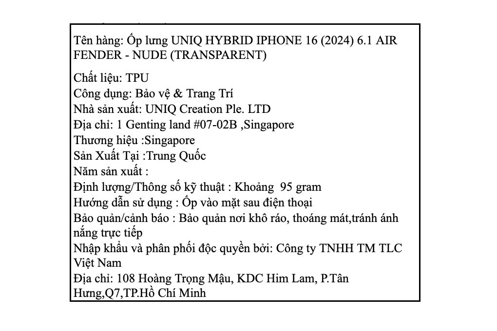 Ốp lưng iPhone 16 Nhựa dẻo TPU UNIQ AIR FENDER Màu Trắng