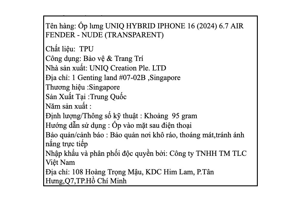 Ốp lưng iPhone 16 Plus Nhựa dẻo TPU UNIQ AIR FENDER Màu Trắng