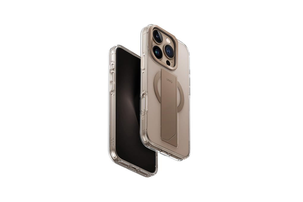 Ốp lưng MagSafe iPhone 16 Pro Nhựa TPU PC ALU UNIQ HELDRO MAX MAGCLICK WITH CAMERA STAND Màu Vàng