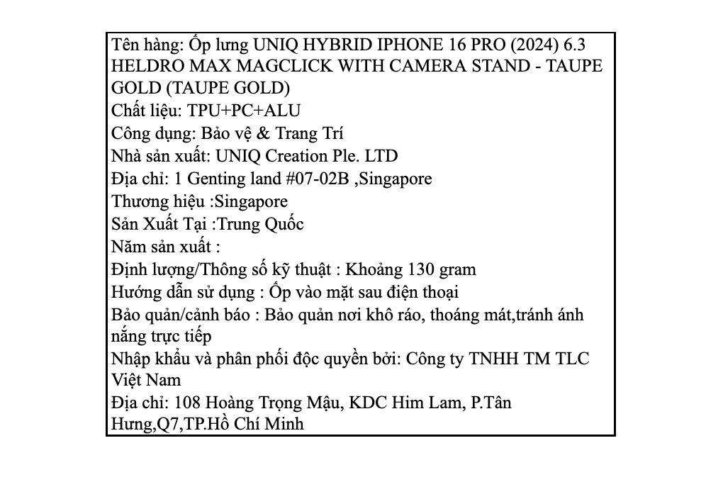 Ốp lưng MagSafe iPhone 16 Pro Nhựa TPU PC ALU UNIQ HELDRO MAX MAGCLICK WITH CAMERA STAND Màu Vàng