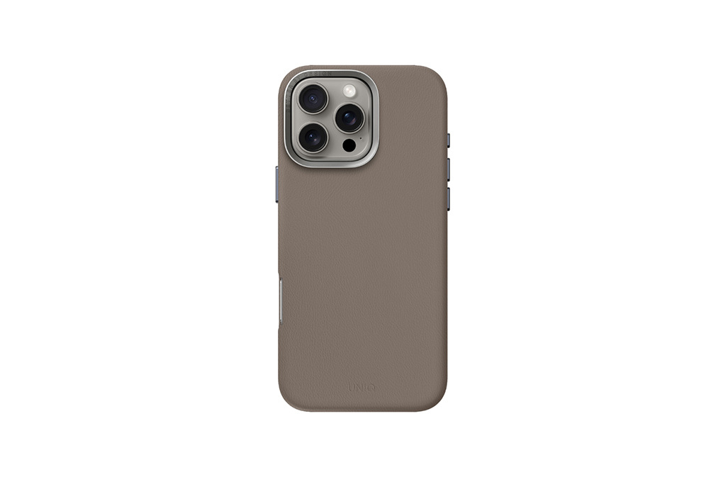Ốp lưng MagSafe iPhone 16 Pro Da PU Alu UNIQ MAGCLICK MAGCLICK CHARGING LYDEN Màu Xám