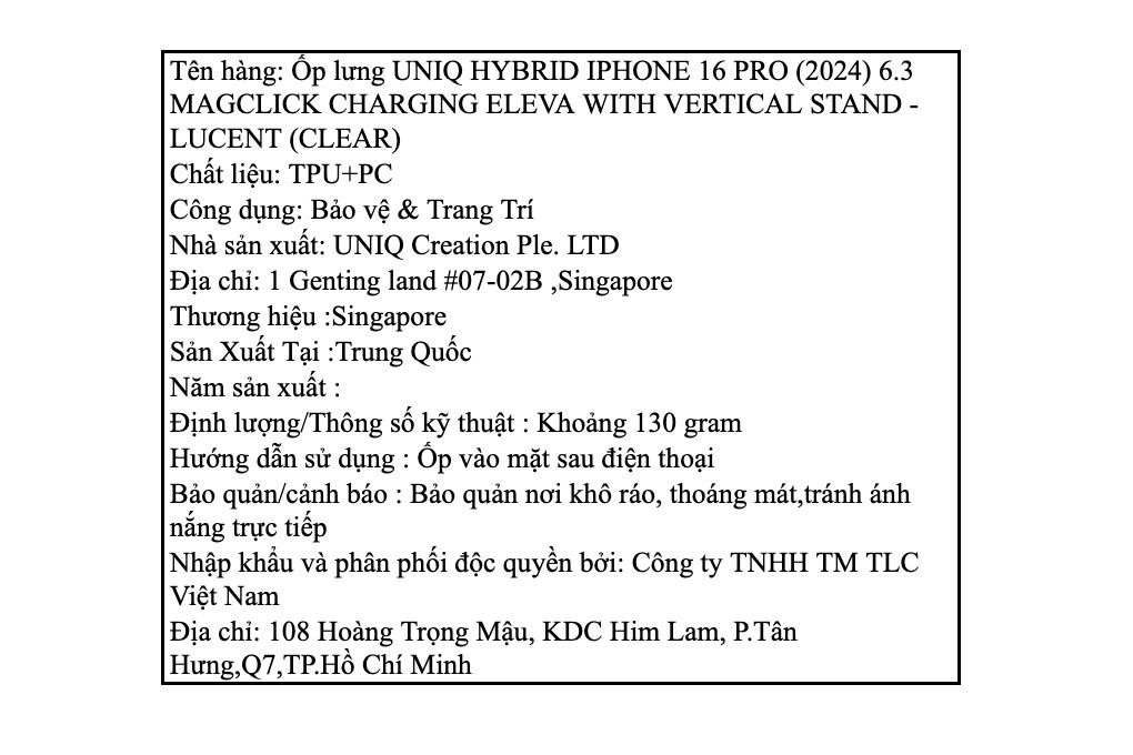 Ốp lưng MagSafe iPhone 16 Pro Nhựa cứng viền dẻo UNIQ MAGCLICK CHARGING ELEVA WITH VERTICAL STAND Màu Trắng