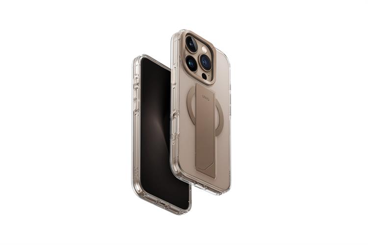 Ốp lưng MagSafe iPhone 16 Pro Max Nhựa TPU PC ALU UNIQ HELDRO MAX MAGCLICK WITH CAMERA STAND Màu Vàng