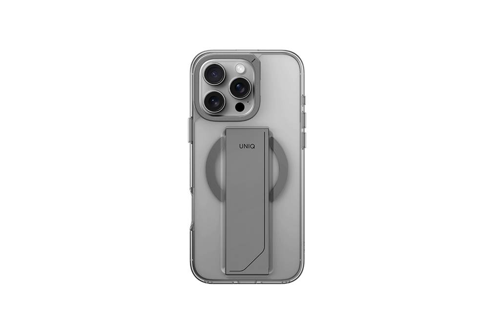 Ốp lưng MagSafe iPhone 16 Pro Max Nhựa TPU PC ALU UNIQ HELDRO MAX MAGCLICK WITH CAMERA STAND Màu Xám